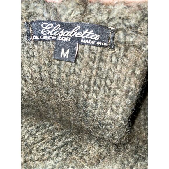 Elisabetta Collection Italy Olive Green Alpaca Wool Blend Cardigan Sweater M - Picture 6 of 7